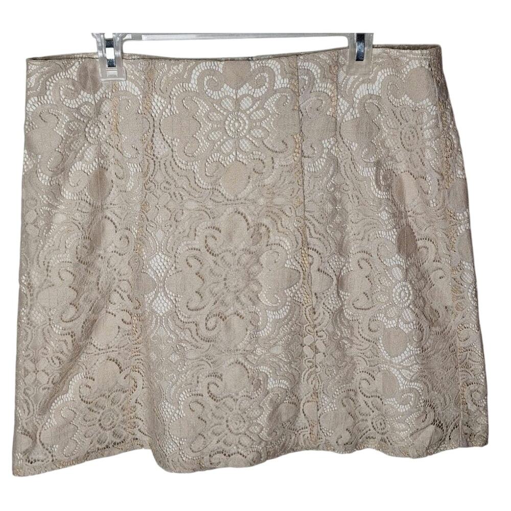 NEW! New York & Co. Ivory White Lace Pencil Mini Skirt Women 14 Holiday